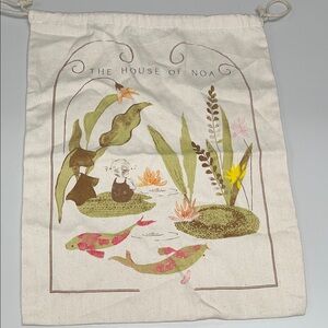 The House of Noa Cream Drawstring Dust Bag with darling print